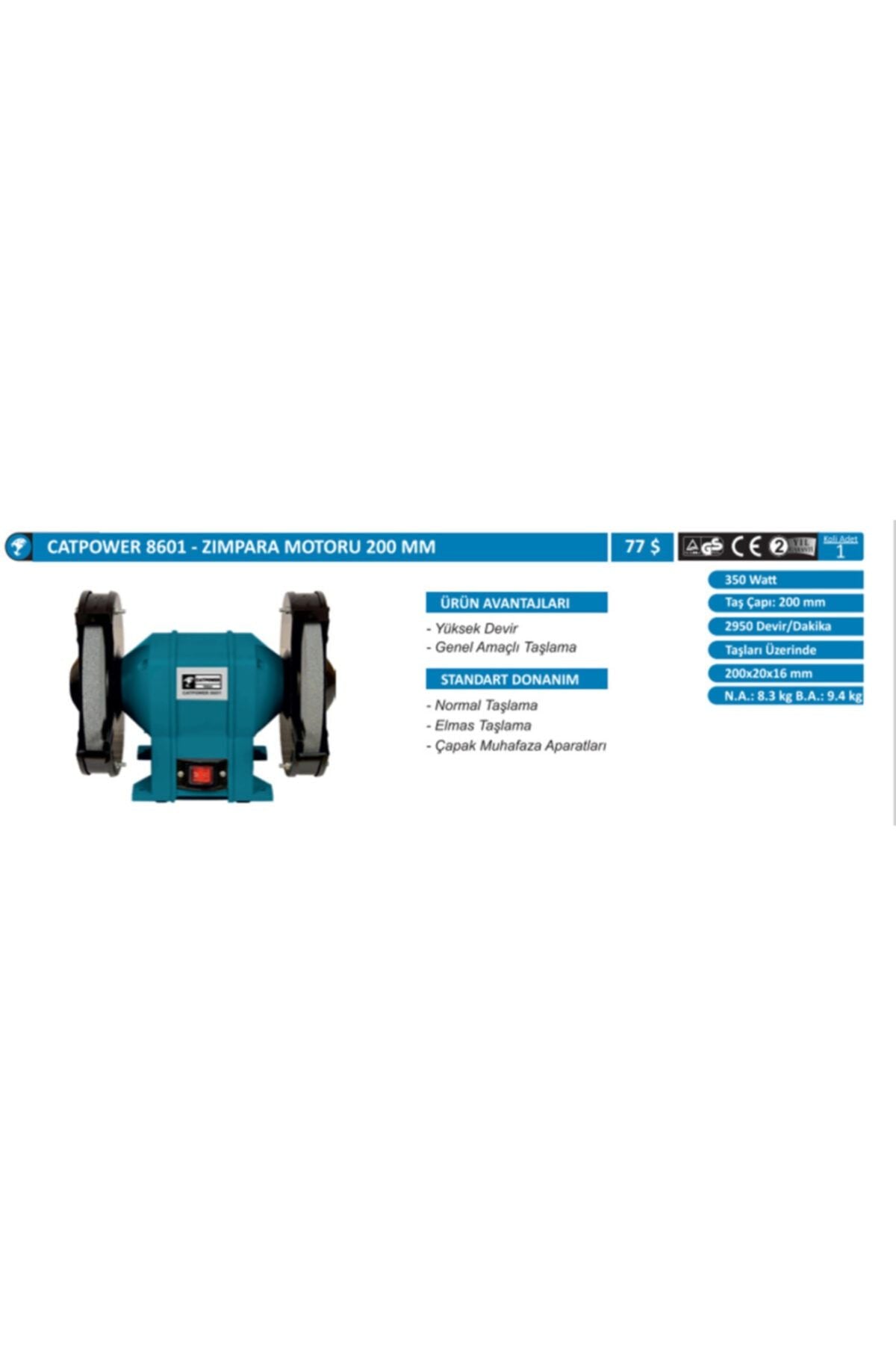 Catpower-8601- Zımpara Motoru, 200 Mm, 350w. E-Toptan Hırdavat