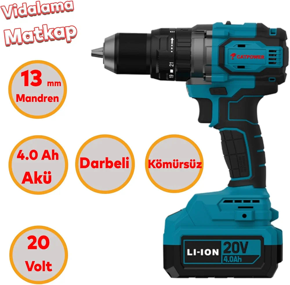 Catpower 4235 Akülü Kömürsüz Li-ion 20 V 4.0 Ah Batarya