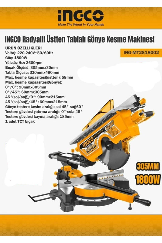 Radyalli Üstten Tablalı Gönye Kesme Makinası 305 MM E-Toptan Hırdavat
