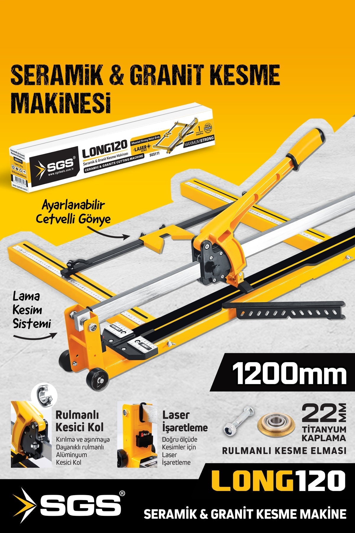 111 Lazerli Kesim - Long120 Uzun Seramik Granit Fayans Kesme Makinesi - E-Toptan Hırdavat ürün görseli