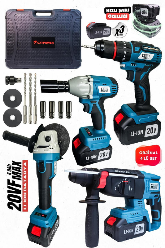 CATPOWER KOMURSUZ MOTOR AKULU 4 LU SET GUCLU PERFORMANS MAKSIMUM KONFOR Matkap E-Toptan Hırdavat