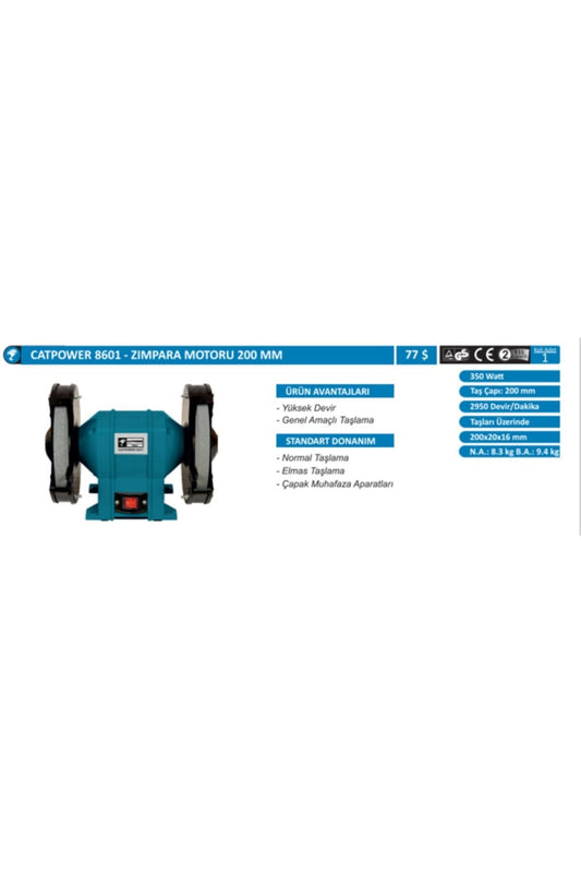 Catpower-8601- Zımpara Motoru, 200 Mm, 350w. E-Toptan Hırdavat