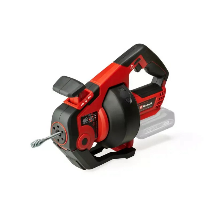 e-toptanhirdavat Einhell TE-DA 18/760 Li akülü boru temizleme makinesi, kırmızı siyah ergonomik tasarım ve LED ışıklı